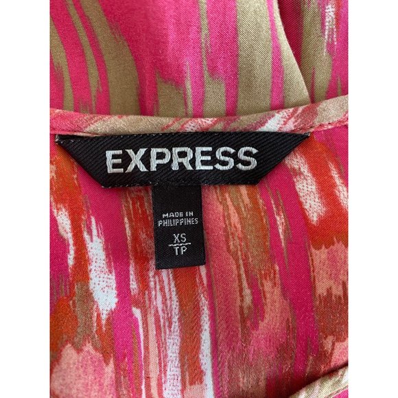 Express Hi Low Hem Midi‎ Dress Watercolor Artsy Boho Short Sleeve SZ XS - Picture 8 of 9